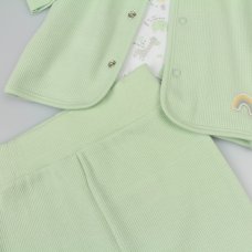 M14265: Baby Sage Waffle Fabric 3 Piece Outfit (0-6 Months)